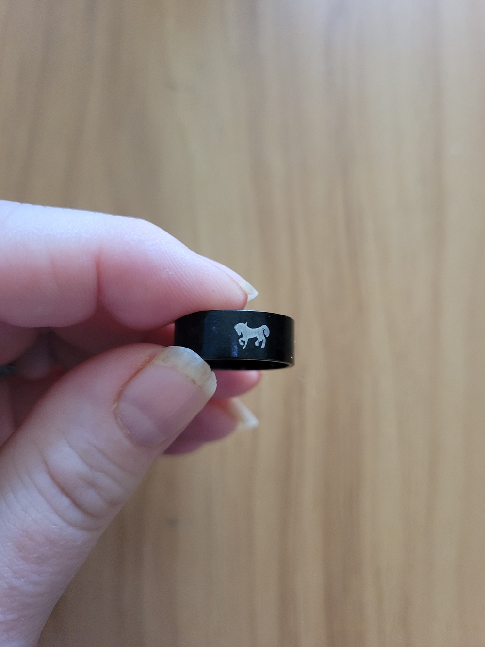 👻BUY 1 GET 1 FREE👻 Black Stainless Steel Horse Logo Ring Size 7